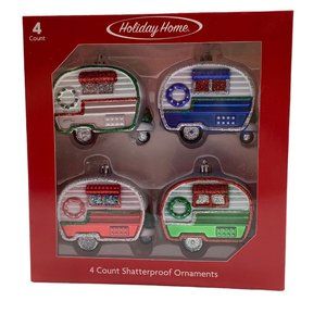 Holiday Home 4 Count Shatterproof Ornaments, NIB